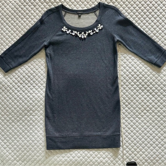 Ann Taylor XXSP Blue Embellished Sweatshirt Dress - Picture 1 of 6